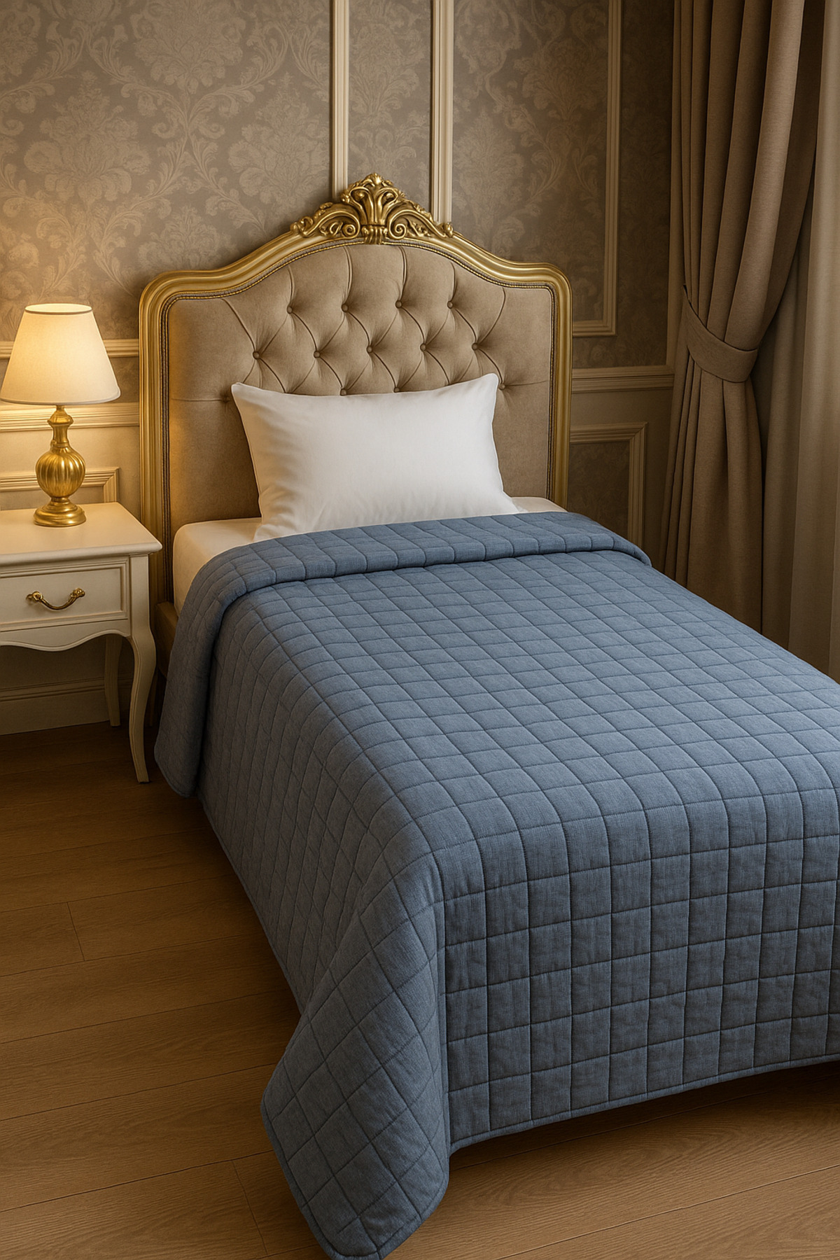 Madame Home “Otel Konforunda Gri Tek Kişilik Yatak Örtüsü battaniye yorgan – Kapitone, Sade ve Zarif Tasarım