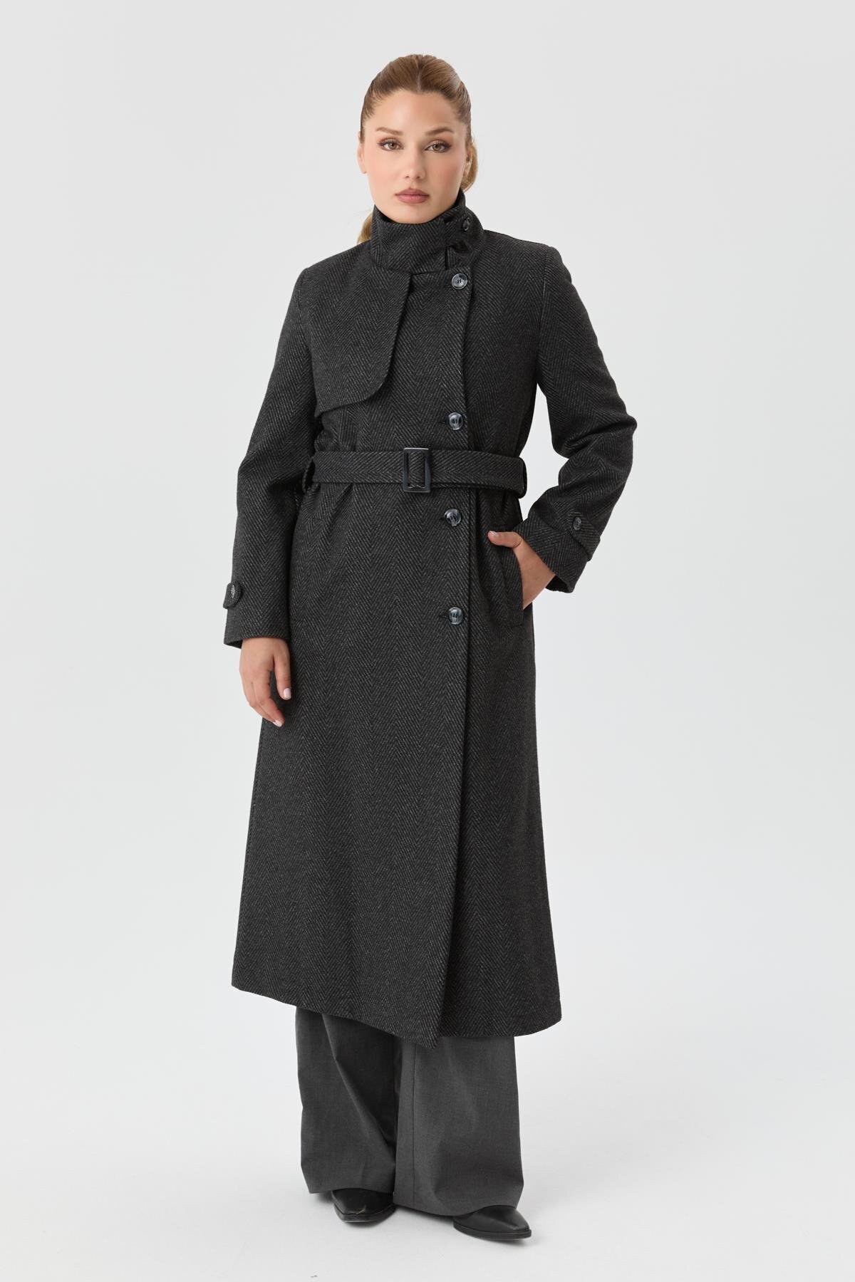 Doque Kışlık Kaşe Kadın Kaban Spor Genç Model 57030