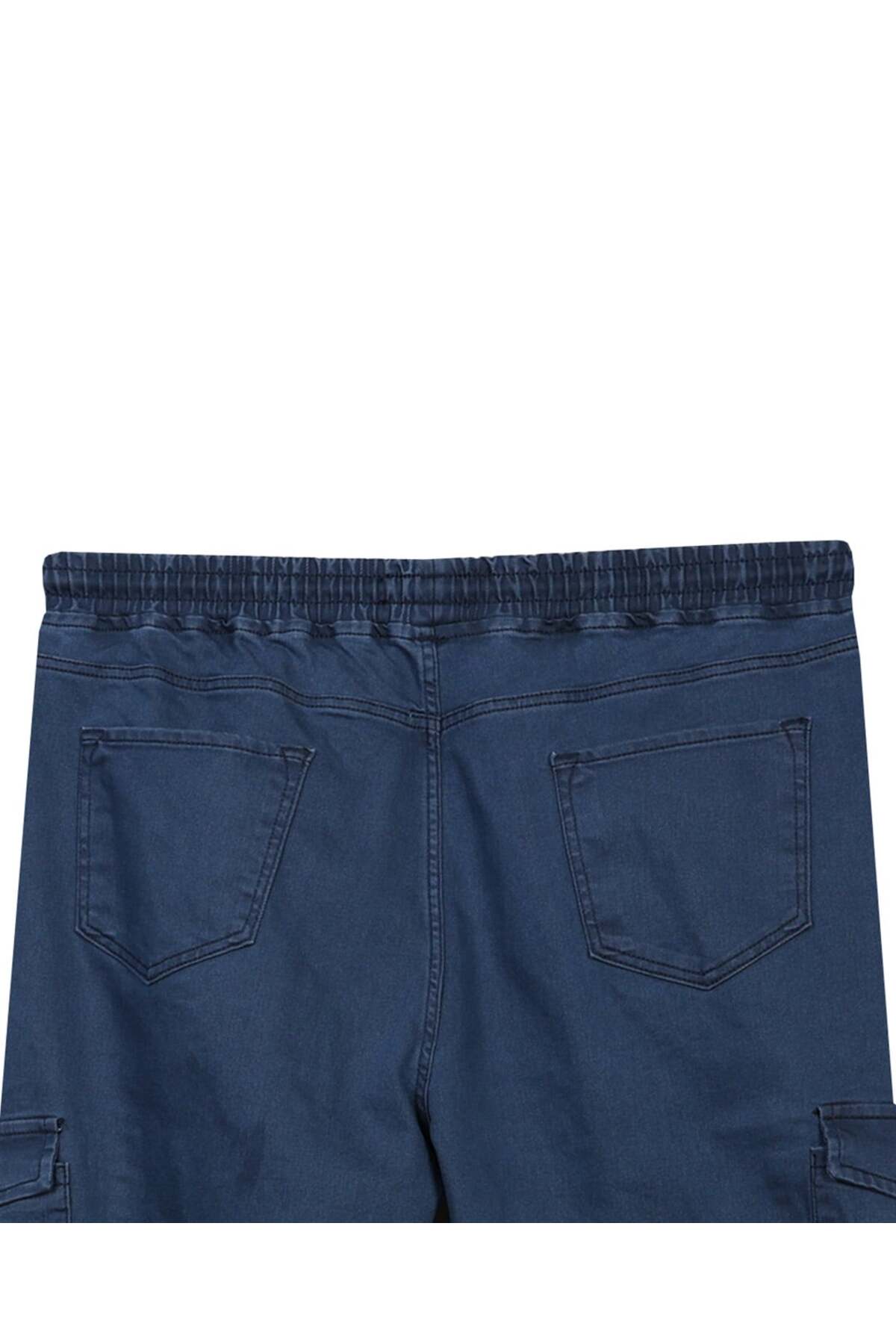 tambattal Kışlık Kargo Cepli Büyük Beden Bağcıklı Denim Pantolon görsel 4