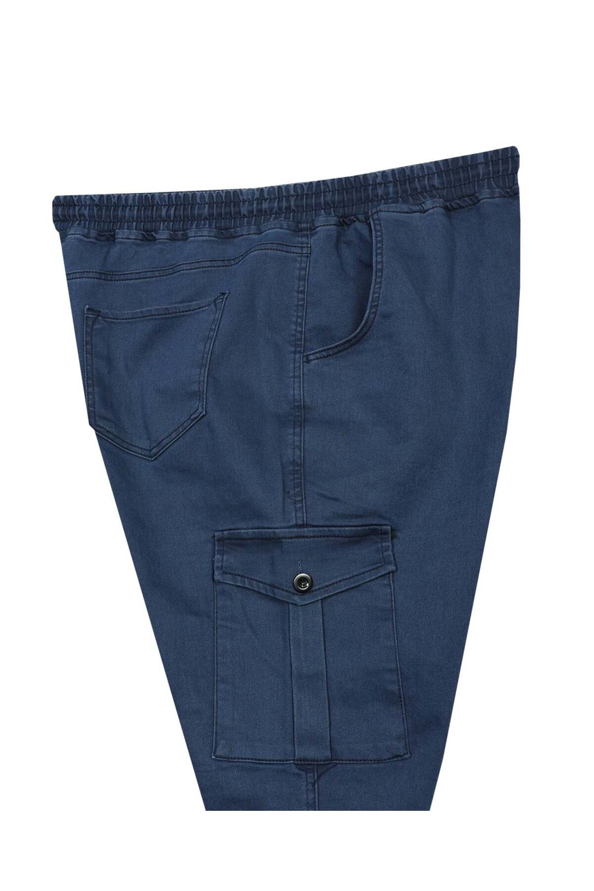 tambattal Kışlık Kargo Cepli Büyük Beden Bağcıklı Denim Pantolon görsel 5