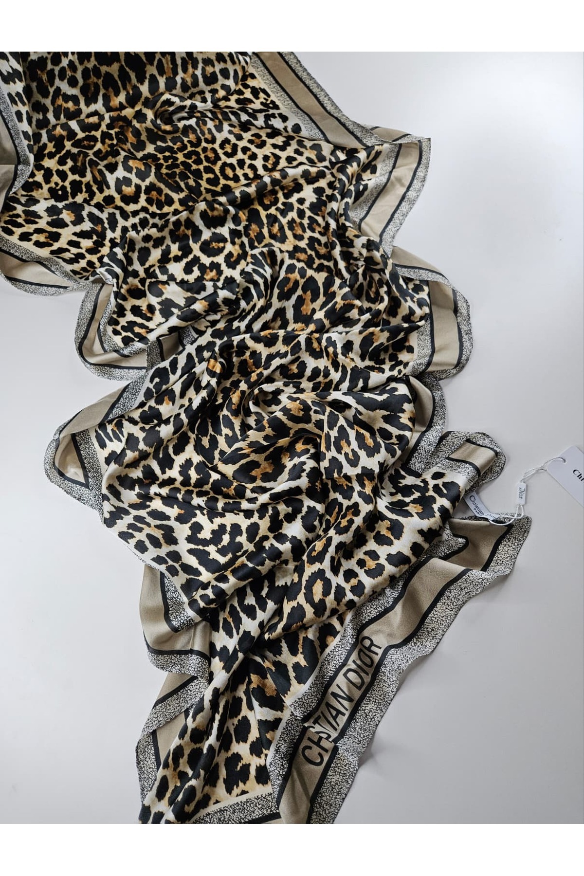 Shiva Scarfs Leopar Desen CD Tema Vual İpek Şal Silk Scarfs Shawl Hijab
