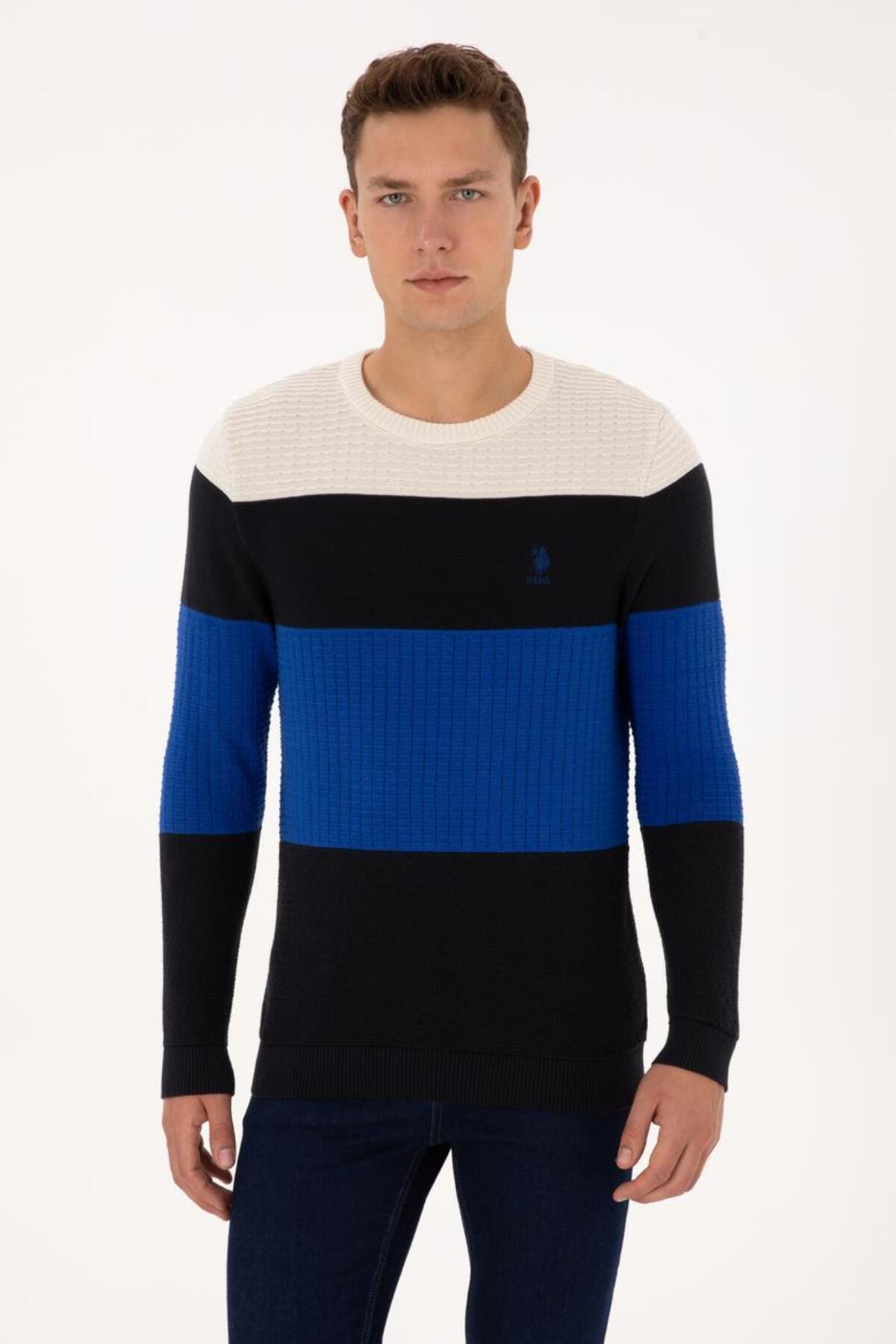 یو اس پولو پلیور مردانه سرمه‌ای TEKSPOR222806.9