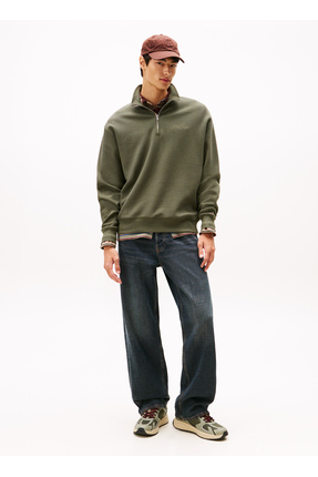 Tommy Jeans Fermuarlı Yaka Haki Erkek Sweatshırt DM0DM21880MRH TJM RLX WAFFLE...