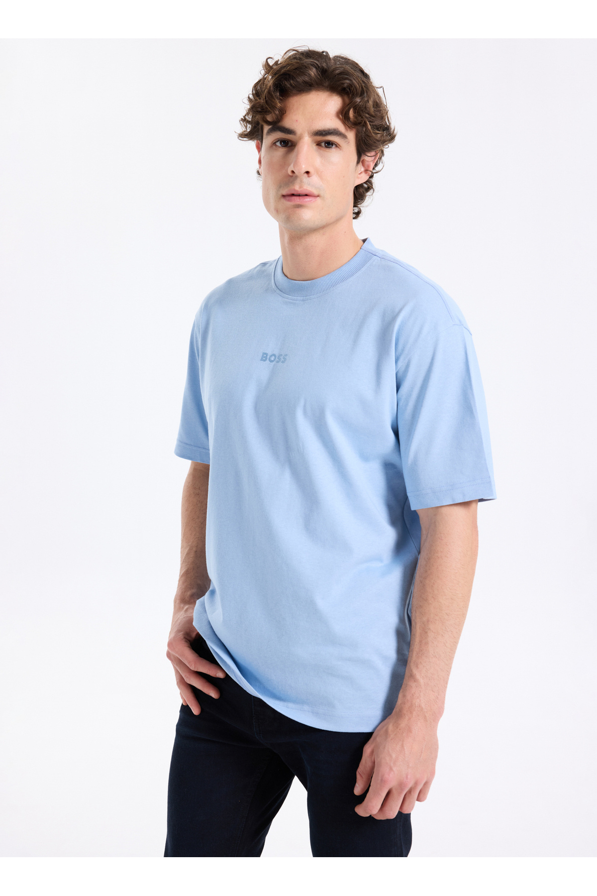 باس تی‌شرت مردانه یقه گرد آبی روشن Te_Aviator