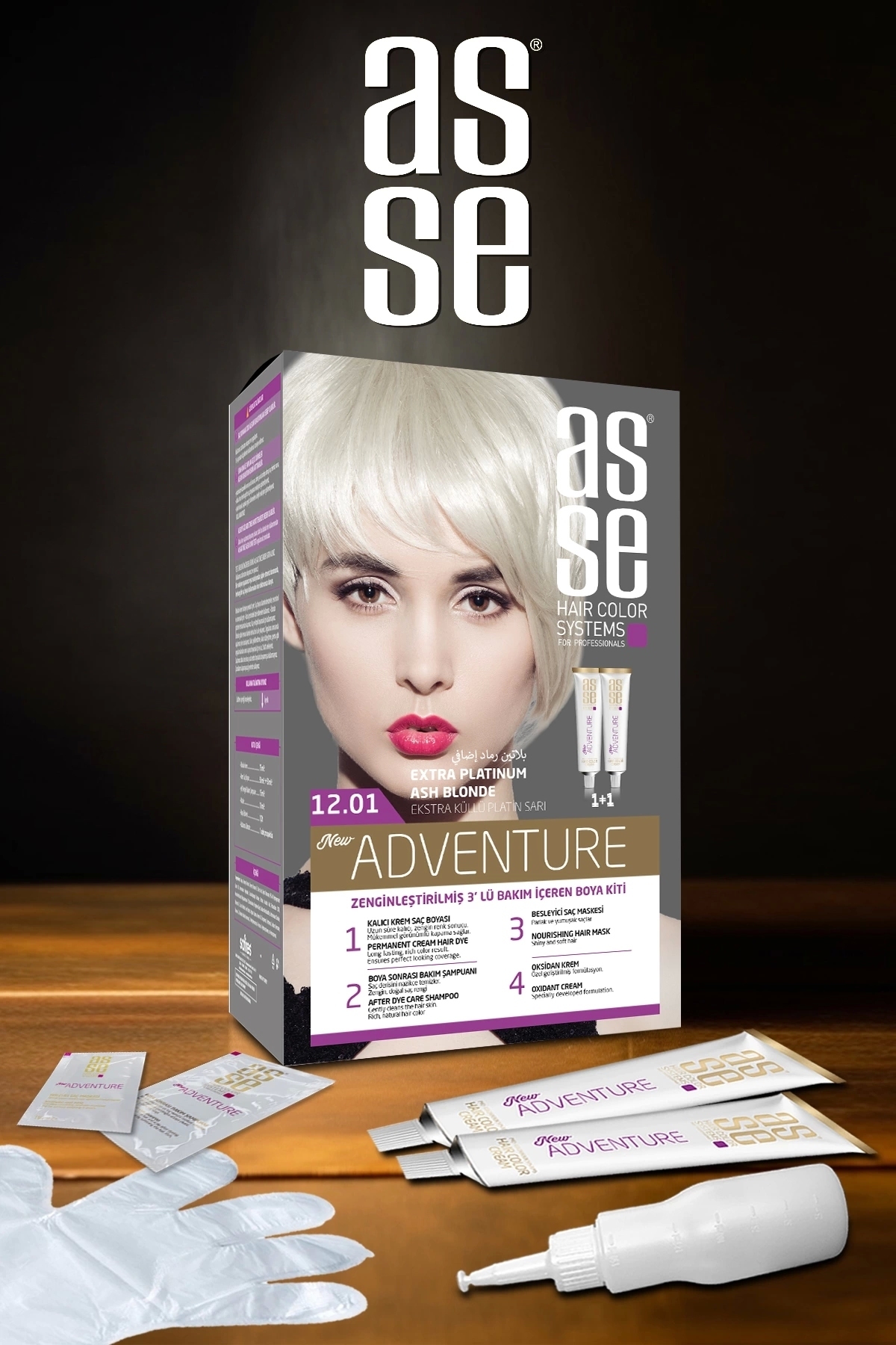 رنگ موی Adventure Set، رنگ‌های بادوام و زنده، ست دوکاره ۱+۱ (شماره: ۱۲.۱ Extra Ash Platinum) — ۸۶۸۲۹۴۳۴۰۰۸۱۳ — تصویر 3 از 5