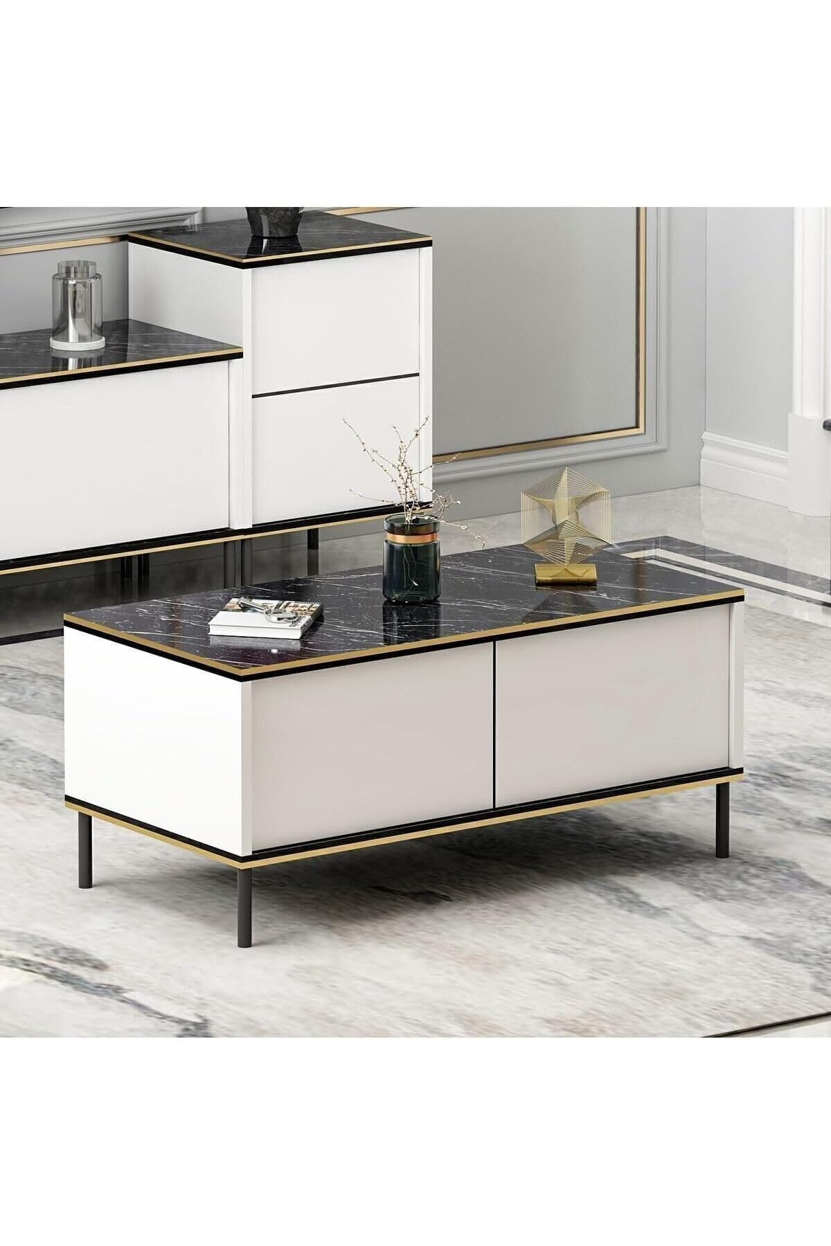 STOREMAX Dizayn Imaj Orta Sehpa Beyaz (Mermer Desen) 1174223