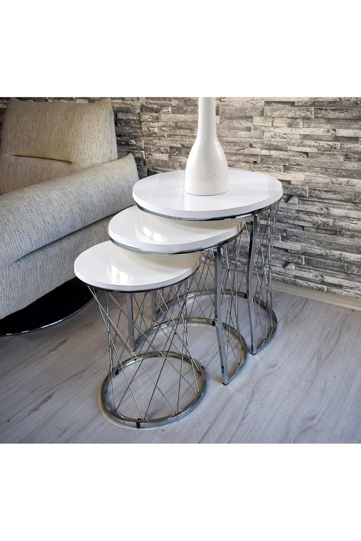 STOREMAX UNITS 3 LÜ Hasır Telli Beyaz Suntalam Metal Ayak Zigon Sehpa Sehpa-takimi-zigon-sehba 1182297