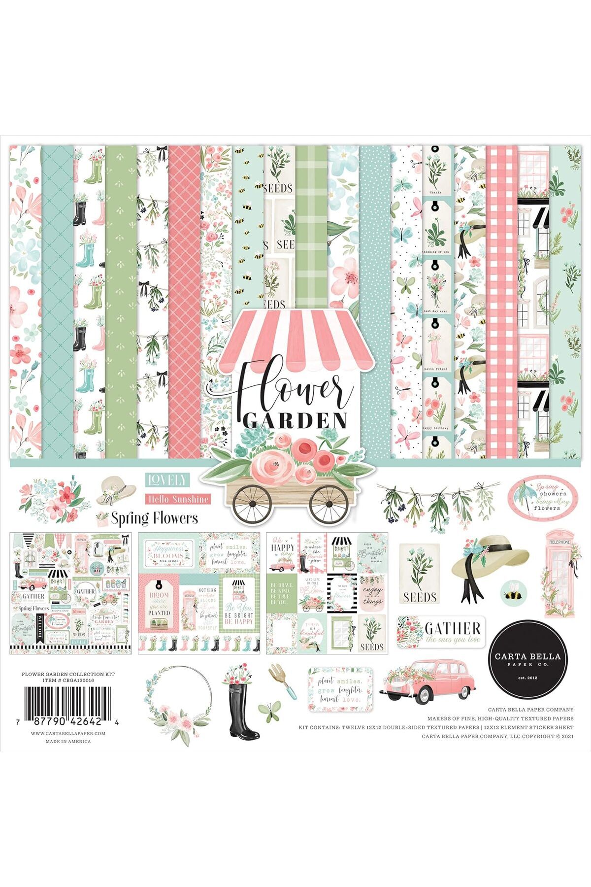 Savings Sphere Çiçek Bahçesi Seti Kağıt, Yeşil, Mavi, Pembe, 30,5 x 30,5 cm