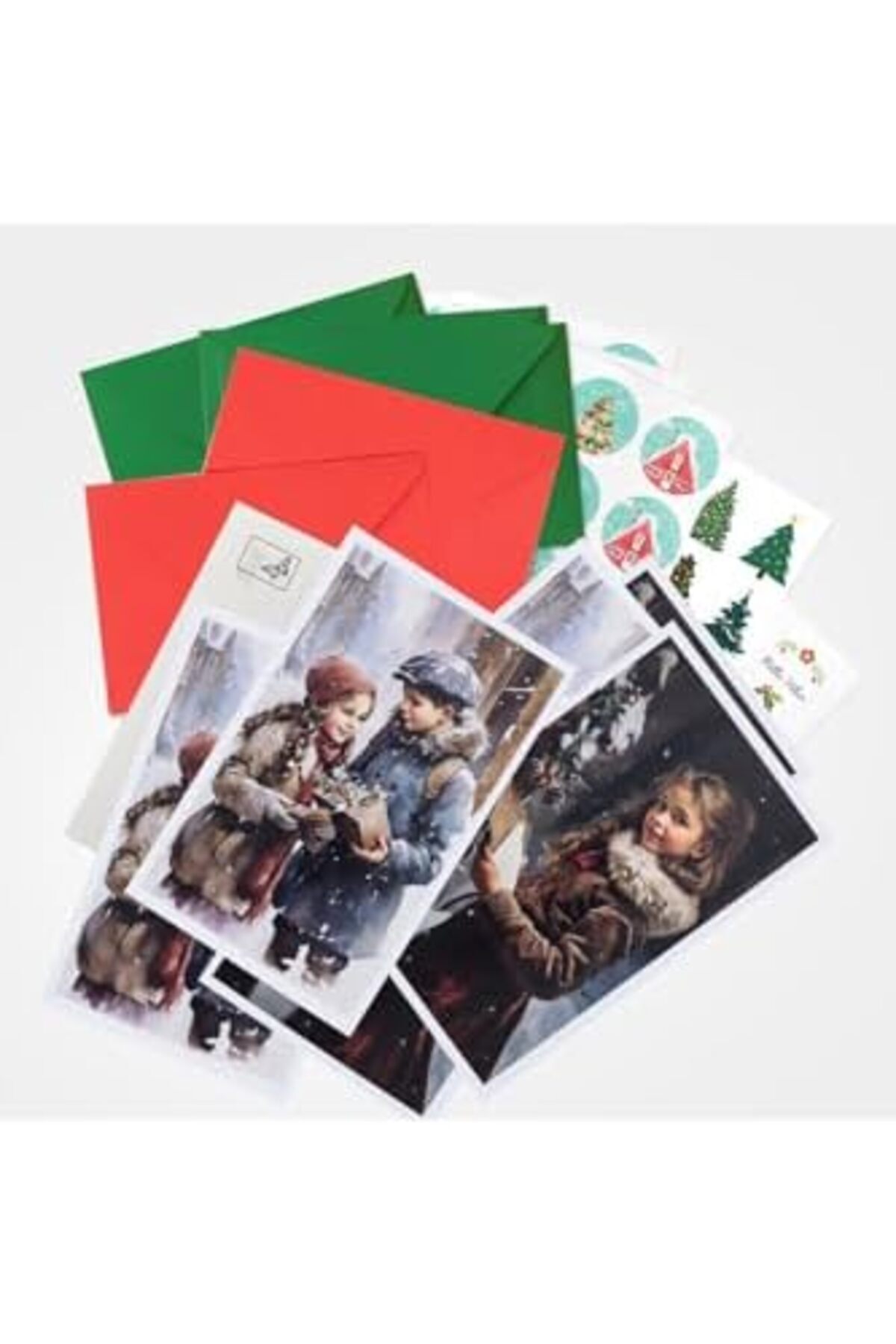 Yıldızan Tree_ Yılbaşına Özel 15 Parça Kartpostal, Zarf Ve Seti Kış Çocukları _yole 1162043