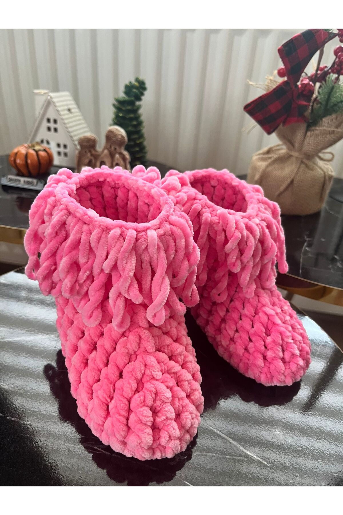 Pembe Portakal Panduf / Ev Botu / Terli̇k / Örgü Panduf görsel 2