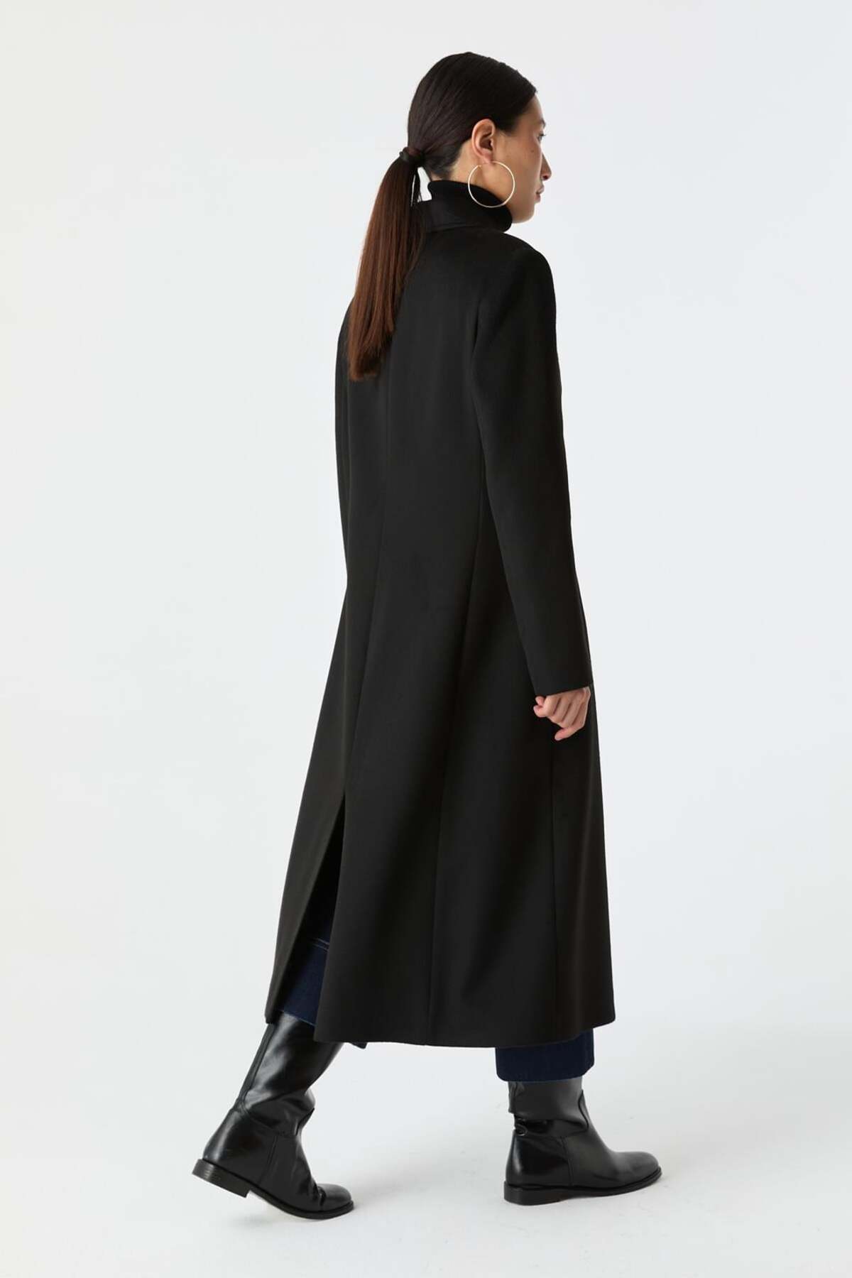 SÜFF  Cepli Düz Kesim Palto - Görsel 4