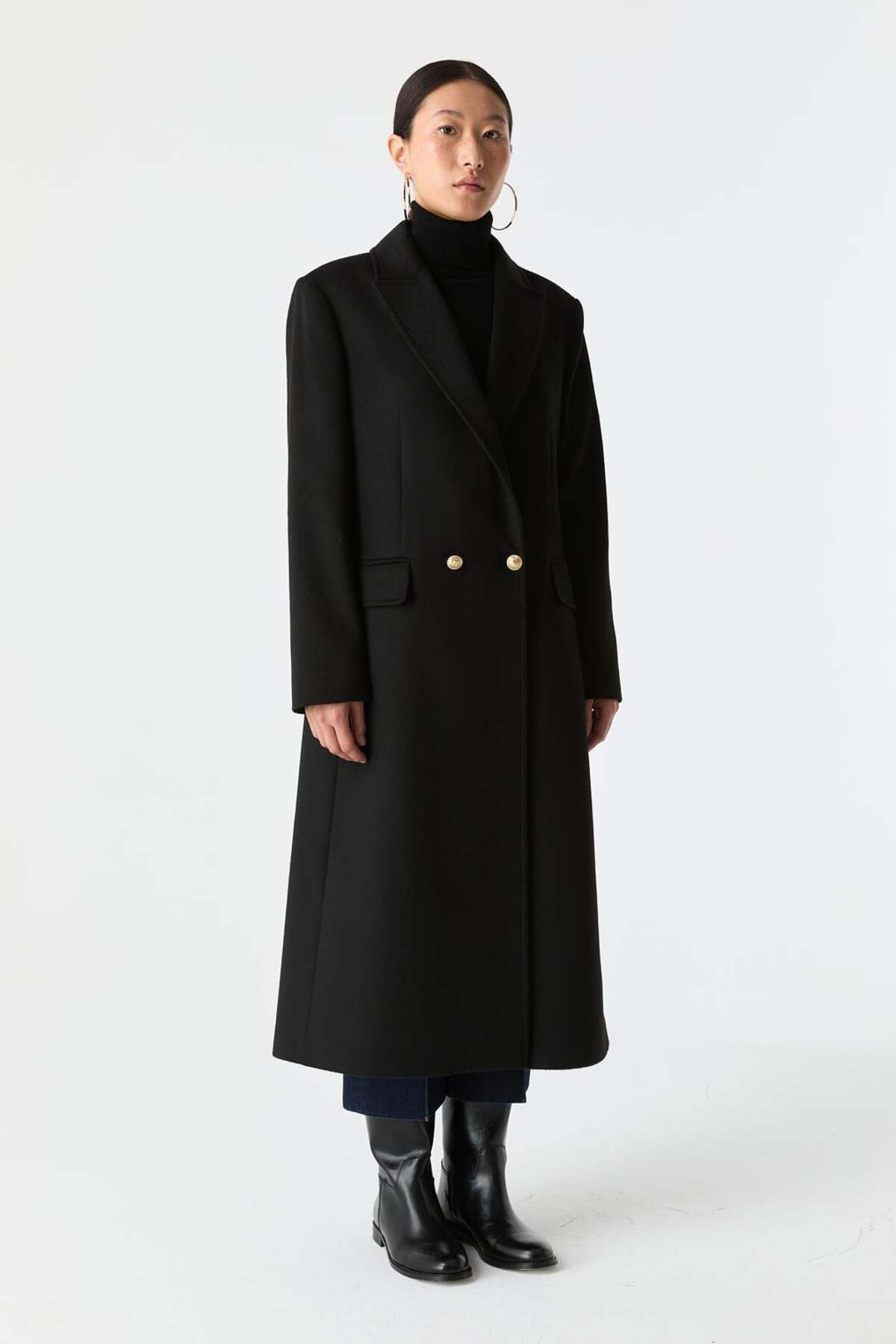 SÜFF  Cepli Düz Kesim Palto - Görsel 7