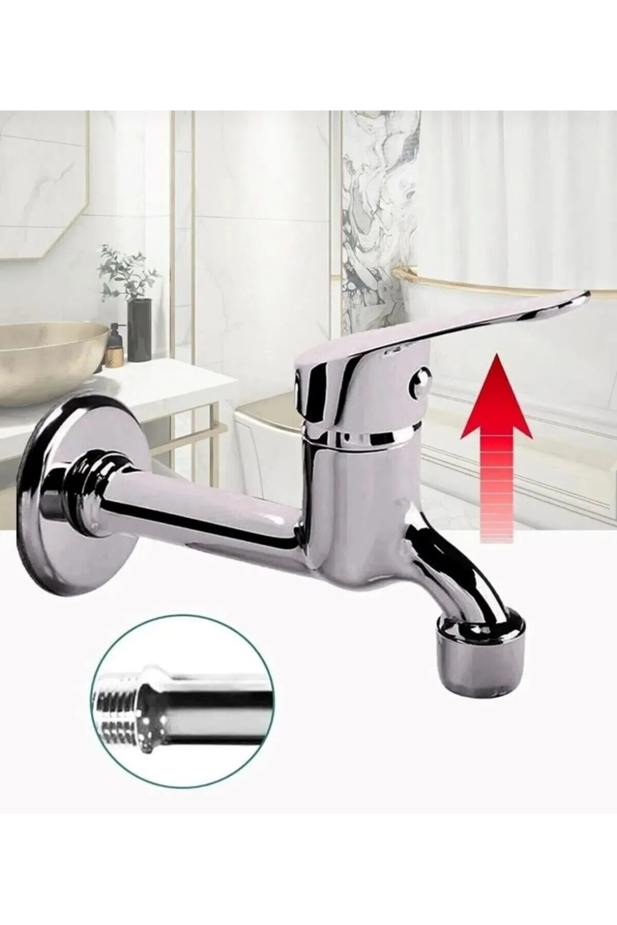 ÖZAY SU ARMATÜRLERİ Aç-Kapa perlatörlü Mix Musluk Tuvalet Bahçe musluğu uzun Gövde modern