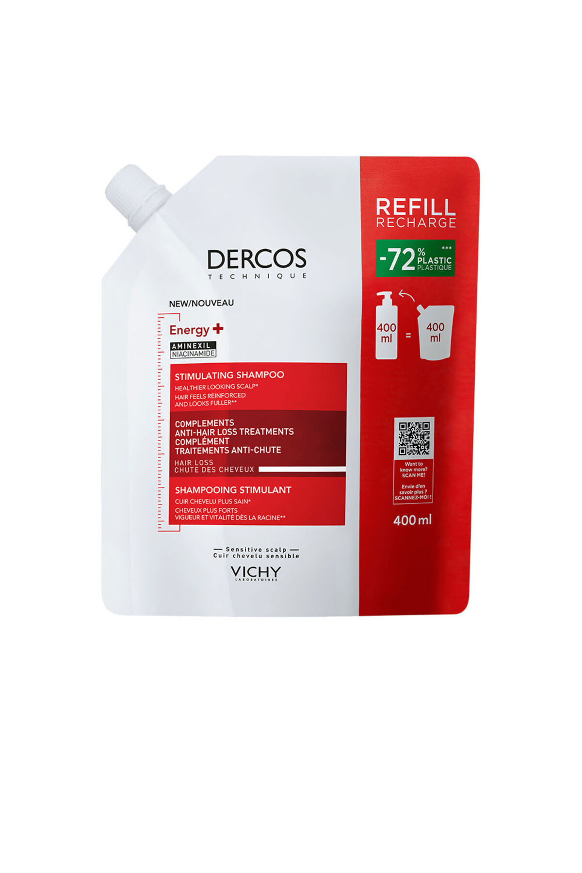 Vichy Dercos Energy+ Stimulierendes Shampoo Nachfüllpackung 400 ml