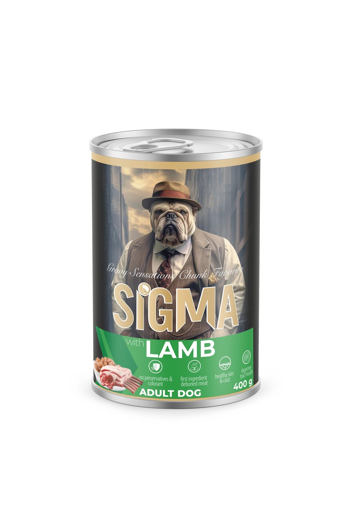 Sigma Premium 400gr Kuzulu Konserve Köpek Maması - Parça Etli - Chunk in Gravy