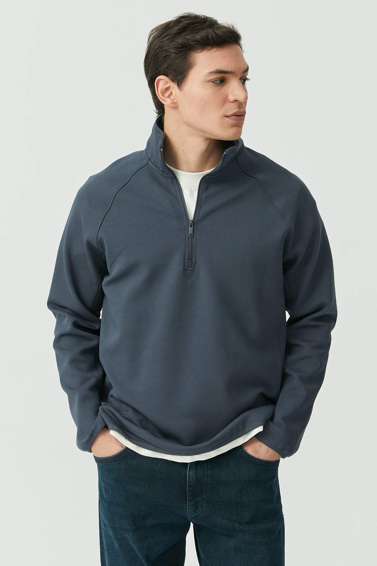 PAULMARK Men's Zippered Collar Sweat Top