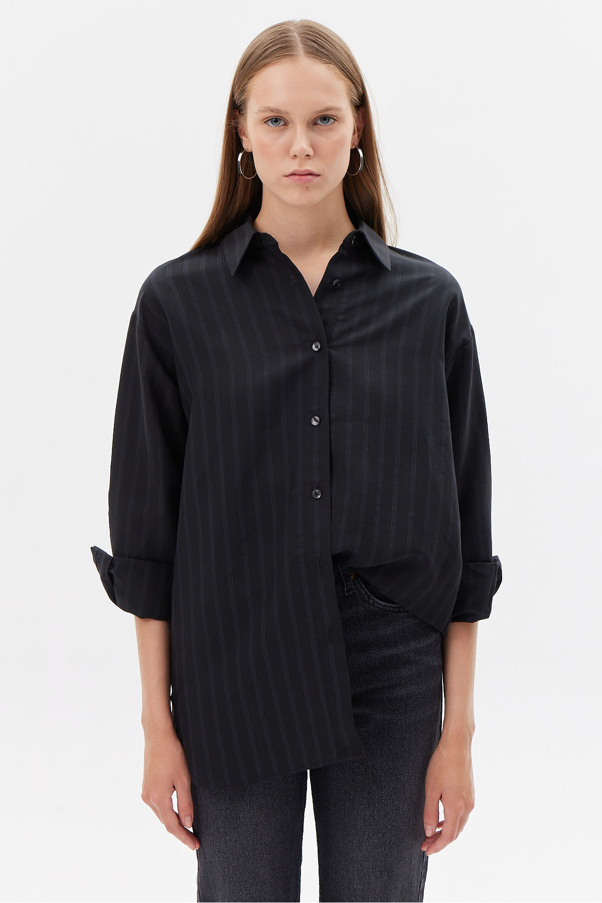 PAULMARK  Kadın Çizgili Gömlek - Görsel 2