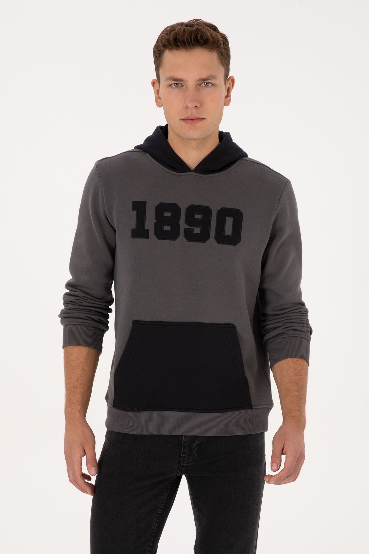 سویشرت مردانه خاکستری کلاه‌دار سایز معمولی یو اس پولو کد :(50316359-VR024) U.S. Polo Assn.