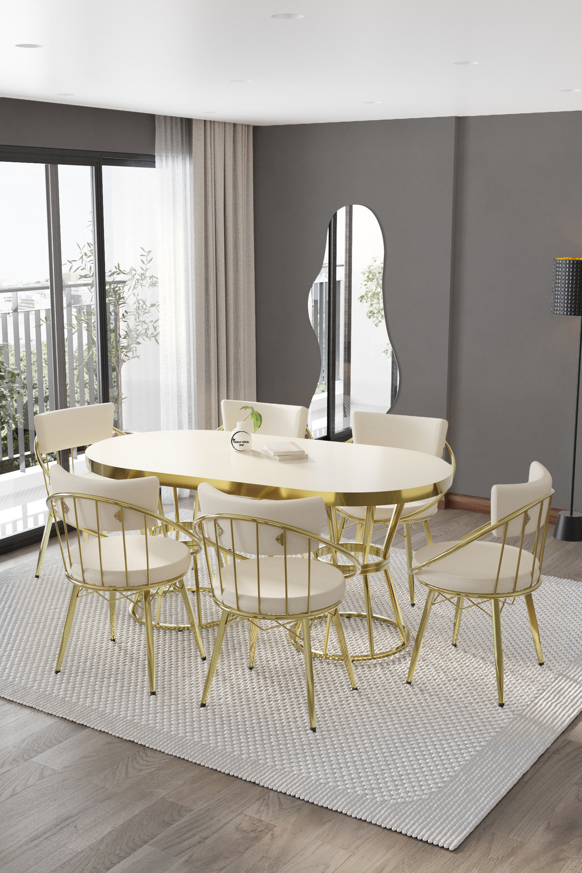 BY ORHAN GÜZEL Turkuaz Mutfak Masası Takımı 6-8 kişilik 90*160