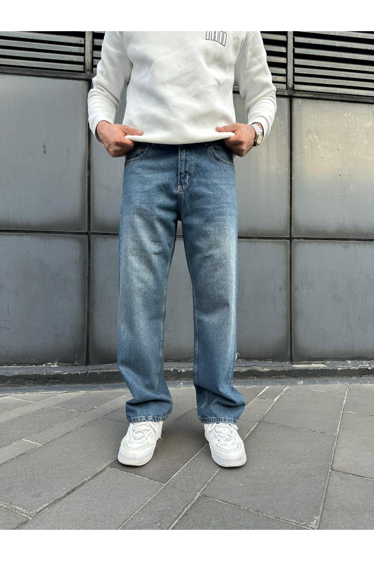 DIRECTIVE JEANS  Erkek Baggy Bol Kesim Kot Pantolon jeans mavi gri antrasit - Görsel 5