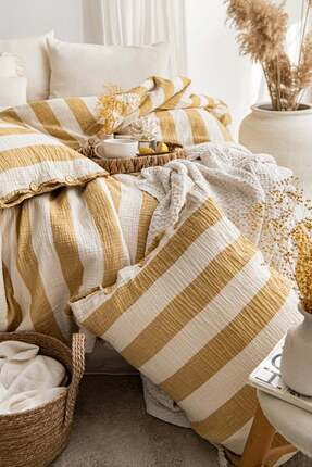 Çulha LOVA HARDAL,%100 PAMUK, ÇİFT KİŞİLİK MÜSLİN PARÇA YIKAMALI NEVRESİM TAKIMI