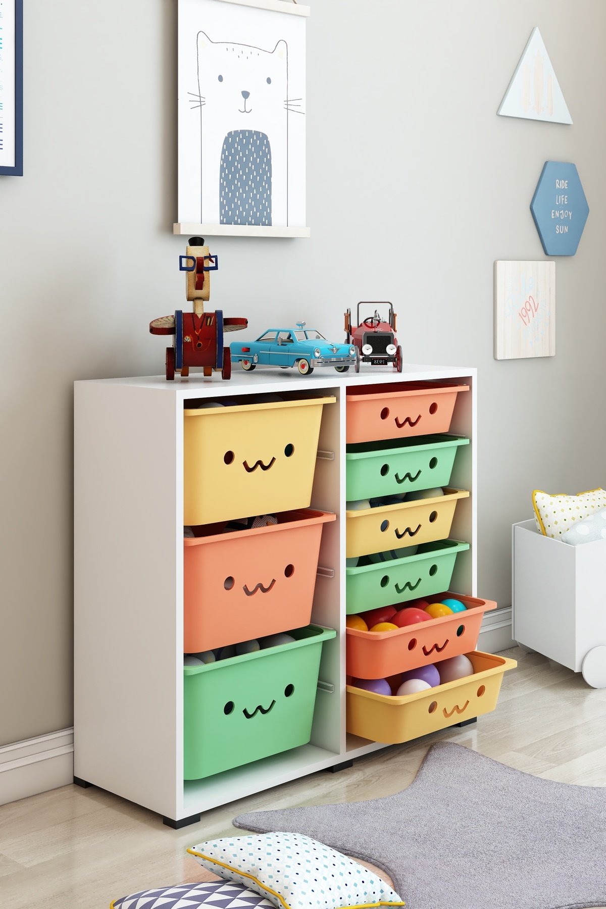 DEKOZUM KIDS Oyuncak Dolabı Oyuncak Saklama Kutusu Çok Amaçlı Depolama