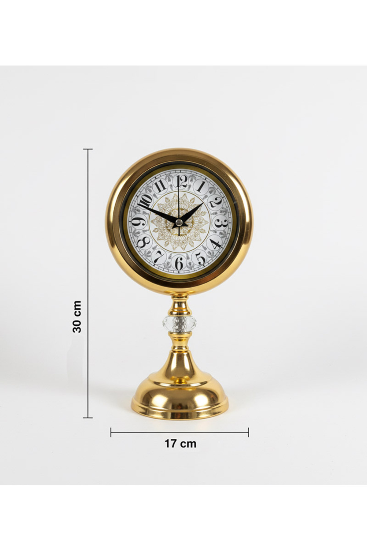 Genel Markalar Metal Dekoratif Kristal Gold Masa Saati | 30x17 cm | Butik Saat