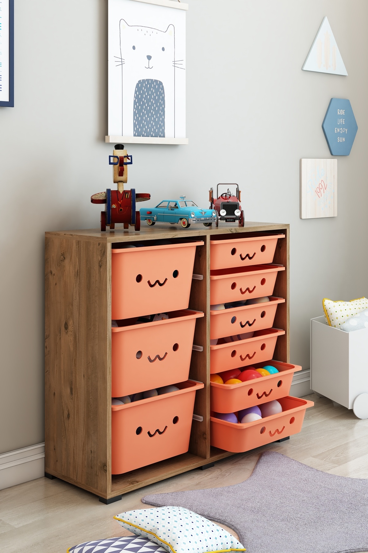 DEKOZUM KIDS Oyuncak Dolabı Oyuncak Saklama Kutusu Çok Amaçlı Depolama