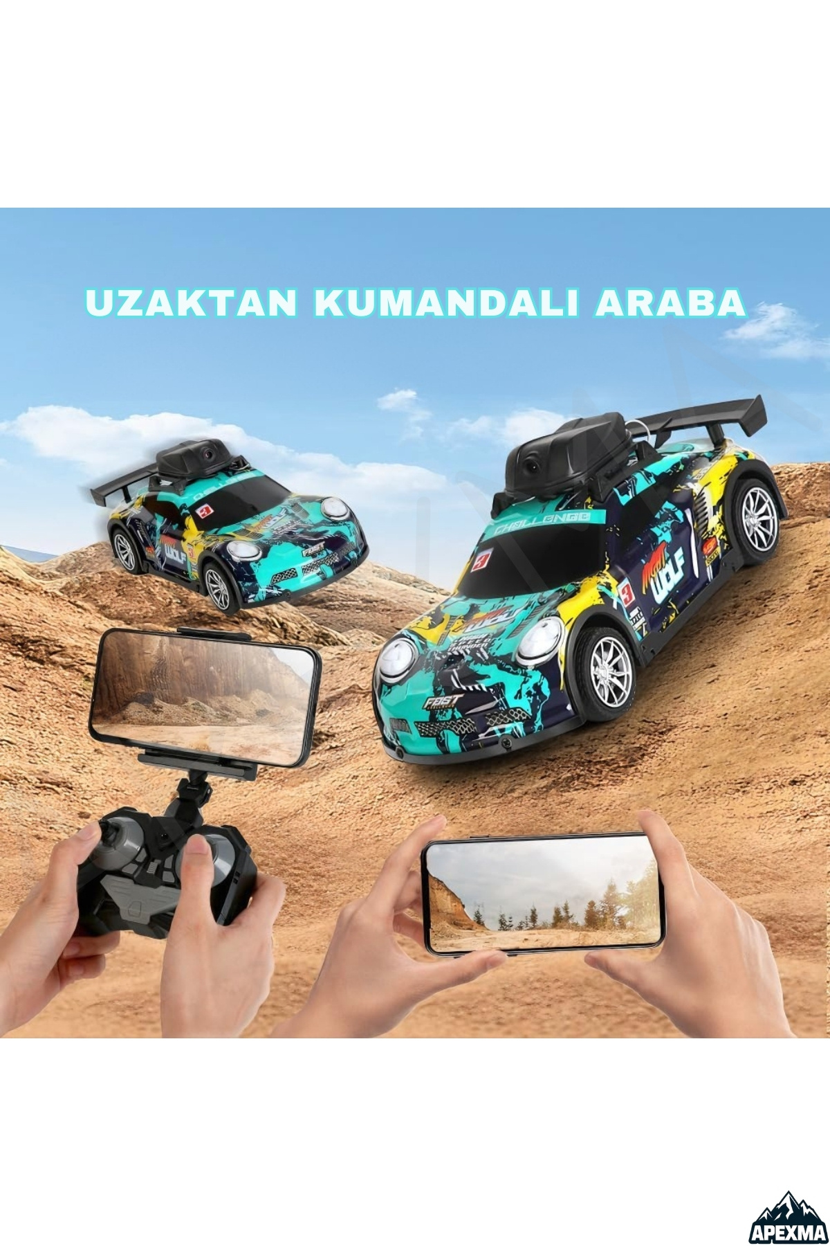 Apexma Oyuncak Uzaktan Kumandalı HD Fotoğraf ve Video Çekebilen Şarjlı LED Işıklı Kameralı Araba fotoğrafı 5 (önizleme)