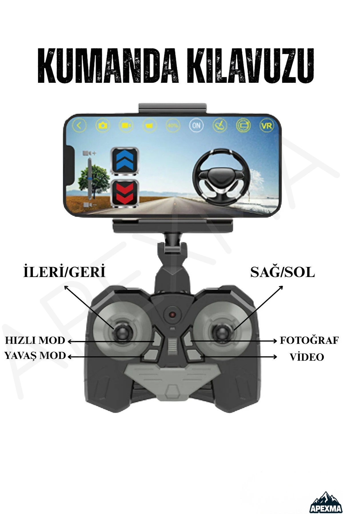 Apexma Oyuncak Uzaktan Kumandalı HD Fotoğraf ve Video Çekebilen Şarjlı LED Işıklı Kameralı Araba fotoğrafı 3 (önizleme)