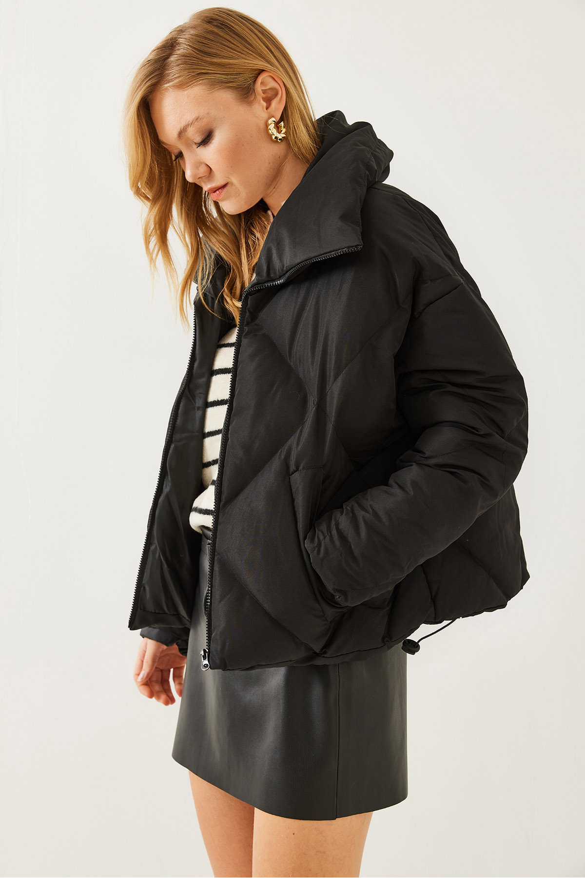 Detua Dik Yaka Oversize Mont görsel 2