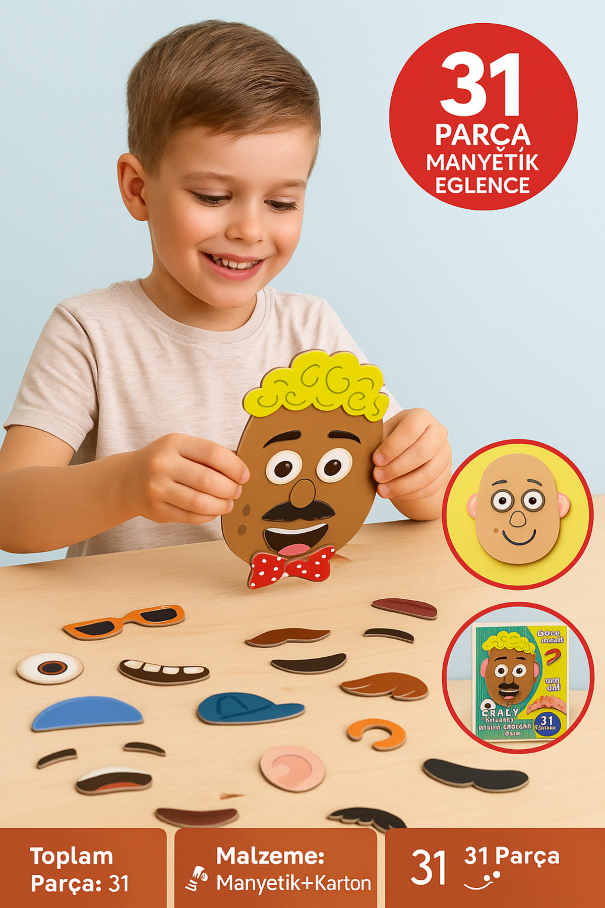 ست بازی آموزشی مغناطیسی صورت‌های عجیب – ۳۱ قطعه؛ فعالیتی برای پرورش خلاقیت