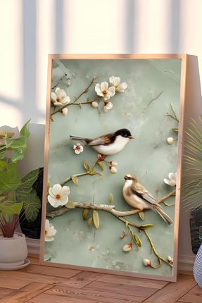 ARTCASTLE Ahşap Çerçeveli tekli Tablo BİRDS