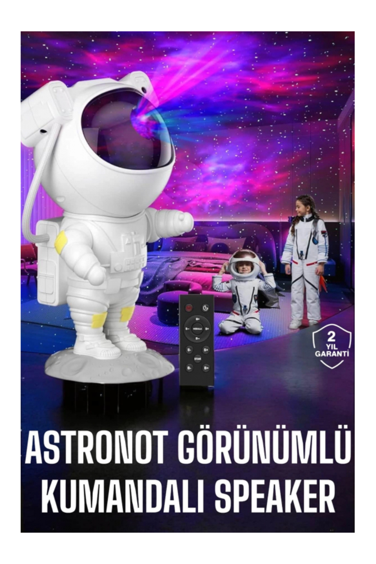 SELFBUYSELL Çocuklara Özel Projeksiyon Astronot Lamba Speaker Sevimli
