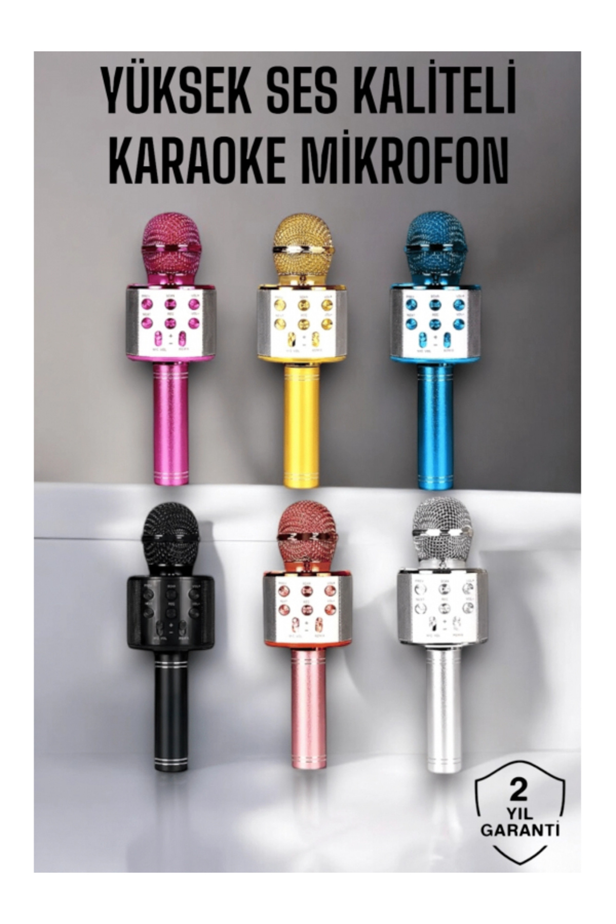 SELFBUYSELL Kablosuz Bluetooth Karaoke Mikrofon USB ve AUX Girişli, Yüksek Ses Kalitesi