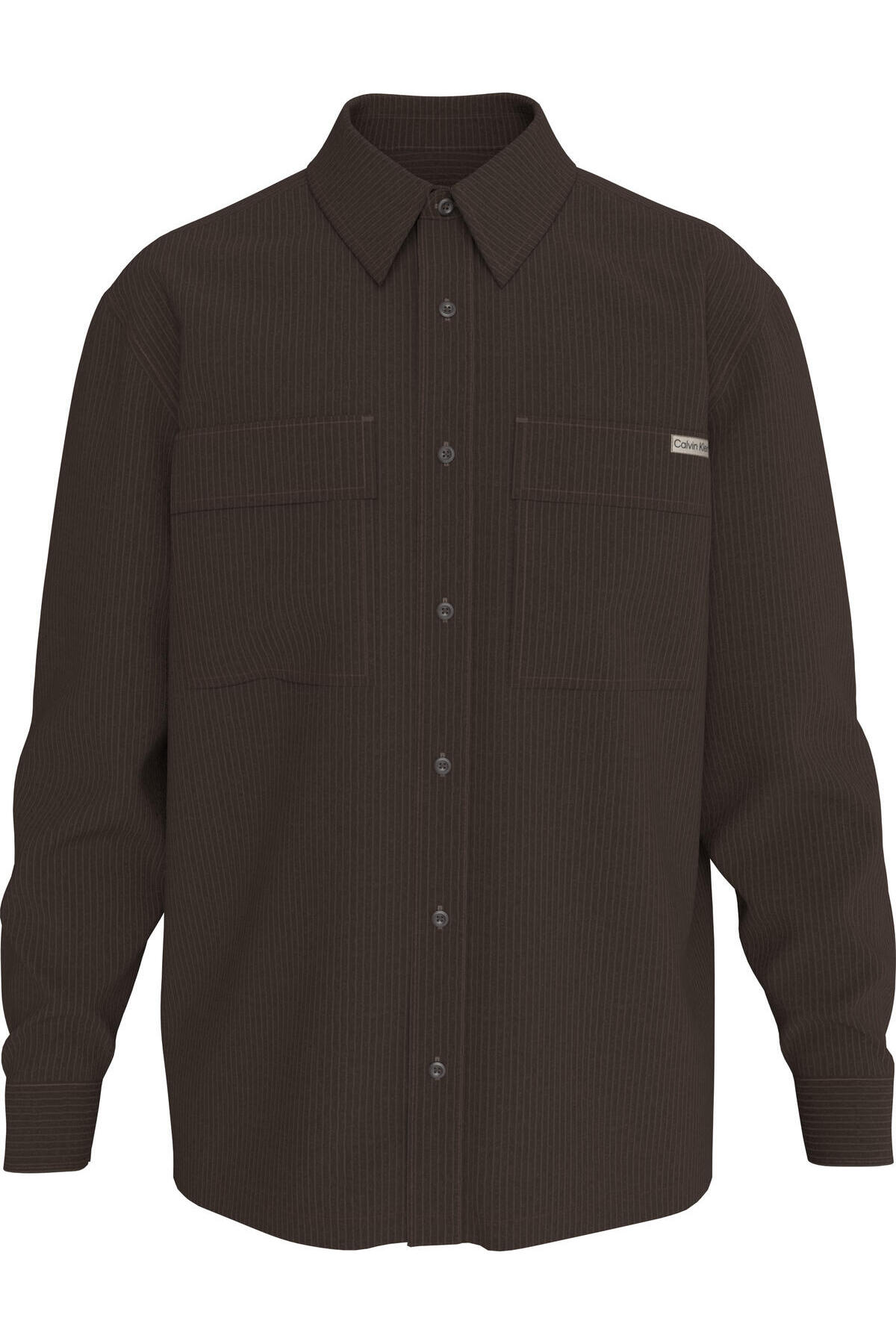 کلوین کلاین پیراهن مردانه خاکستری طرح جیب‌دار مخمل کبریتی LS