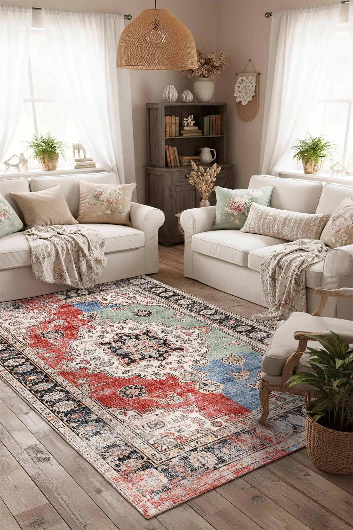 West Home Makinede yıkanabilir kaymaz taban leke tutmaz dijital mutfak halısı salon halısı ve yolluk