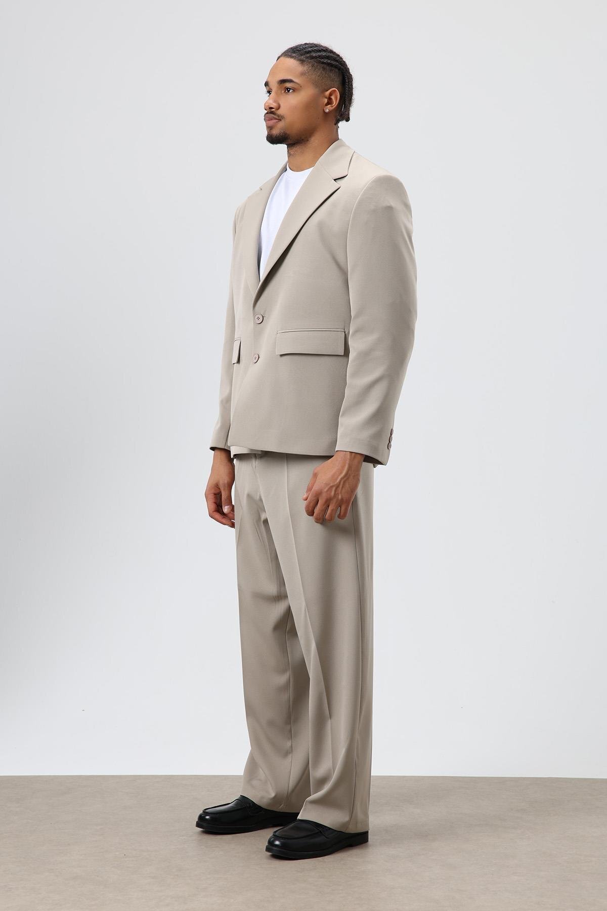 VAMOSCLO Relaxed Fit Takım Elbise Vizon görsel 2