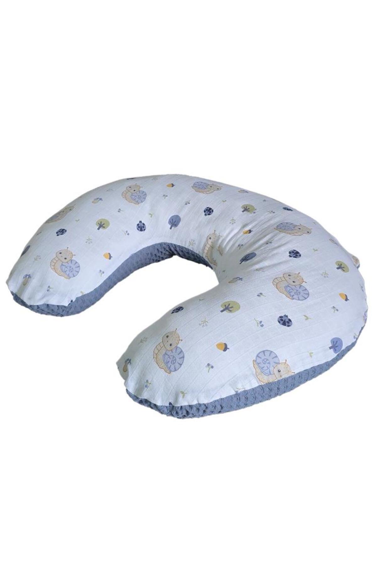 Yuar Baby Pike & Müslin Desenli Emzirme Minderi - Lacivert Standart