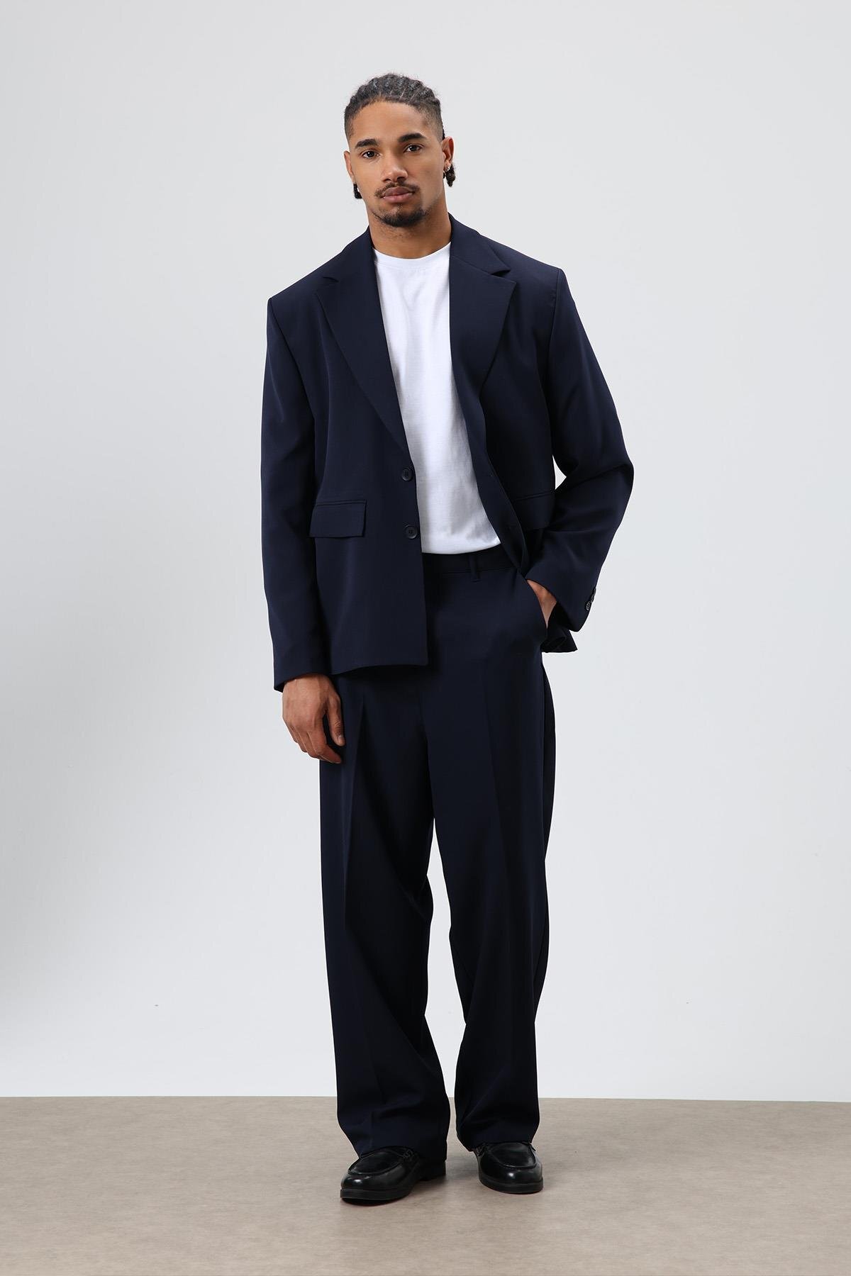 VAMOSCLO Relaxed Fit Takım Elbise Lacivert görsel 7