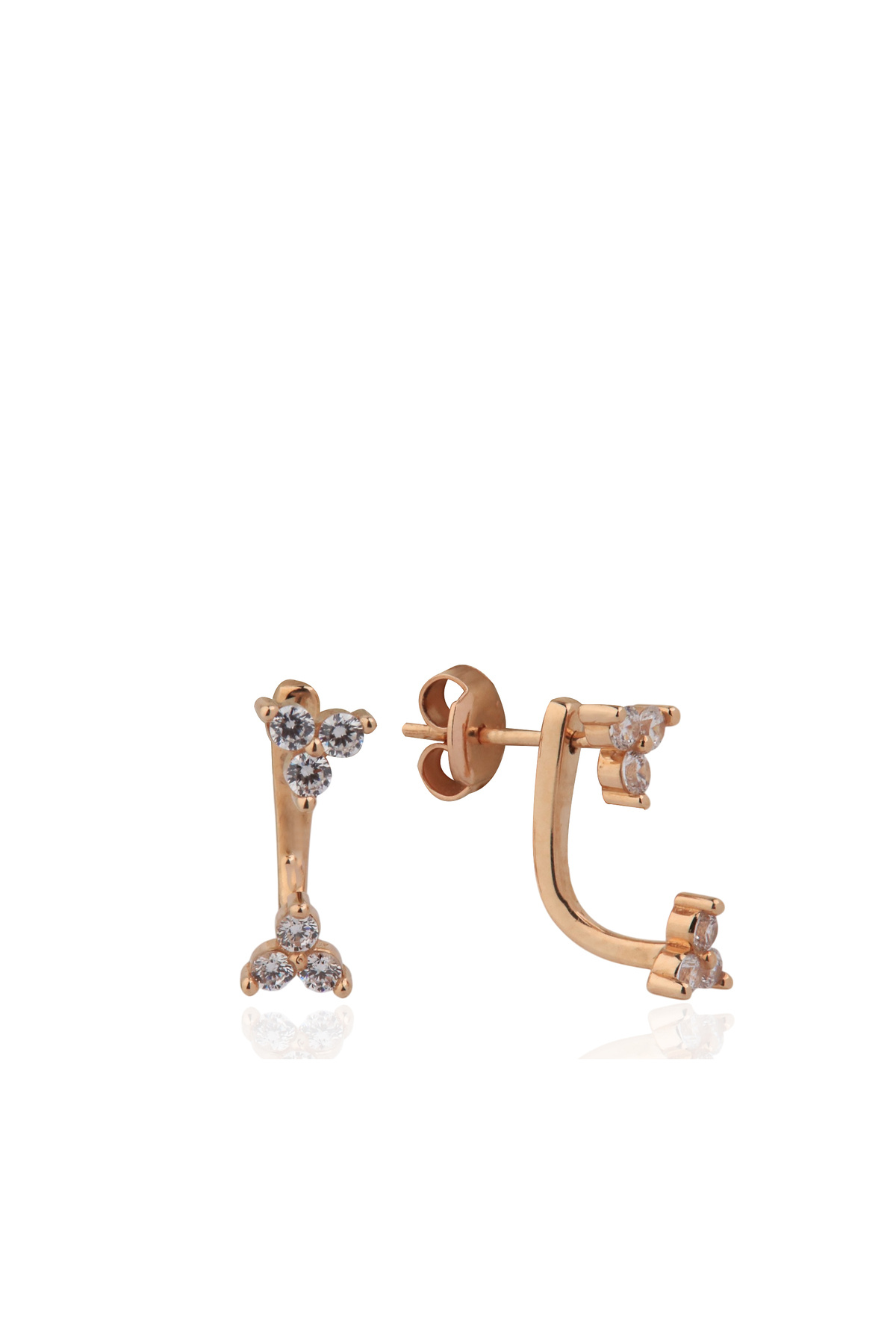 Değerli Kuyumculuk Üç Taş Tasarım Küpe