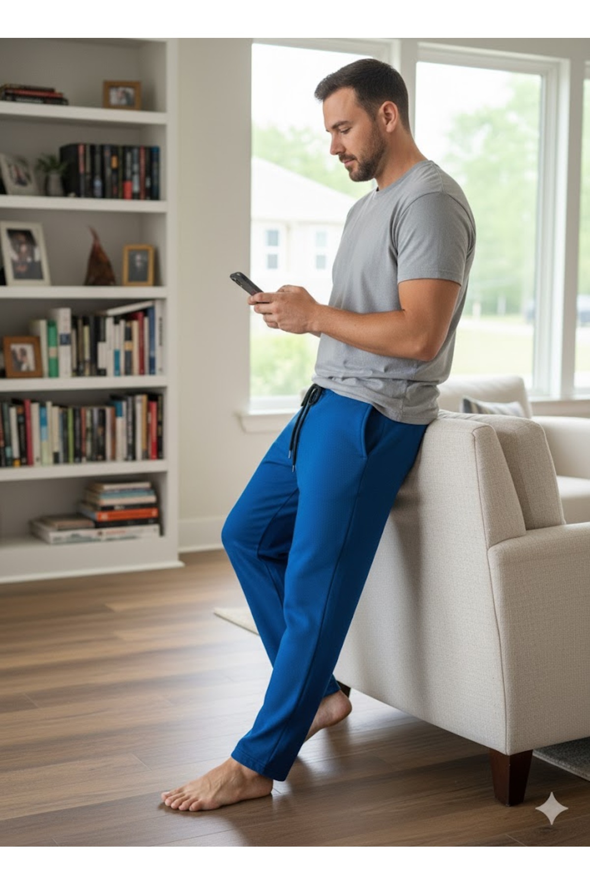 FAMESTEKSTİL  ERKEK MAVİ POLAR EŞOFMAN ALTI - Görsel 2