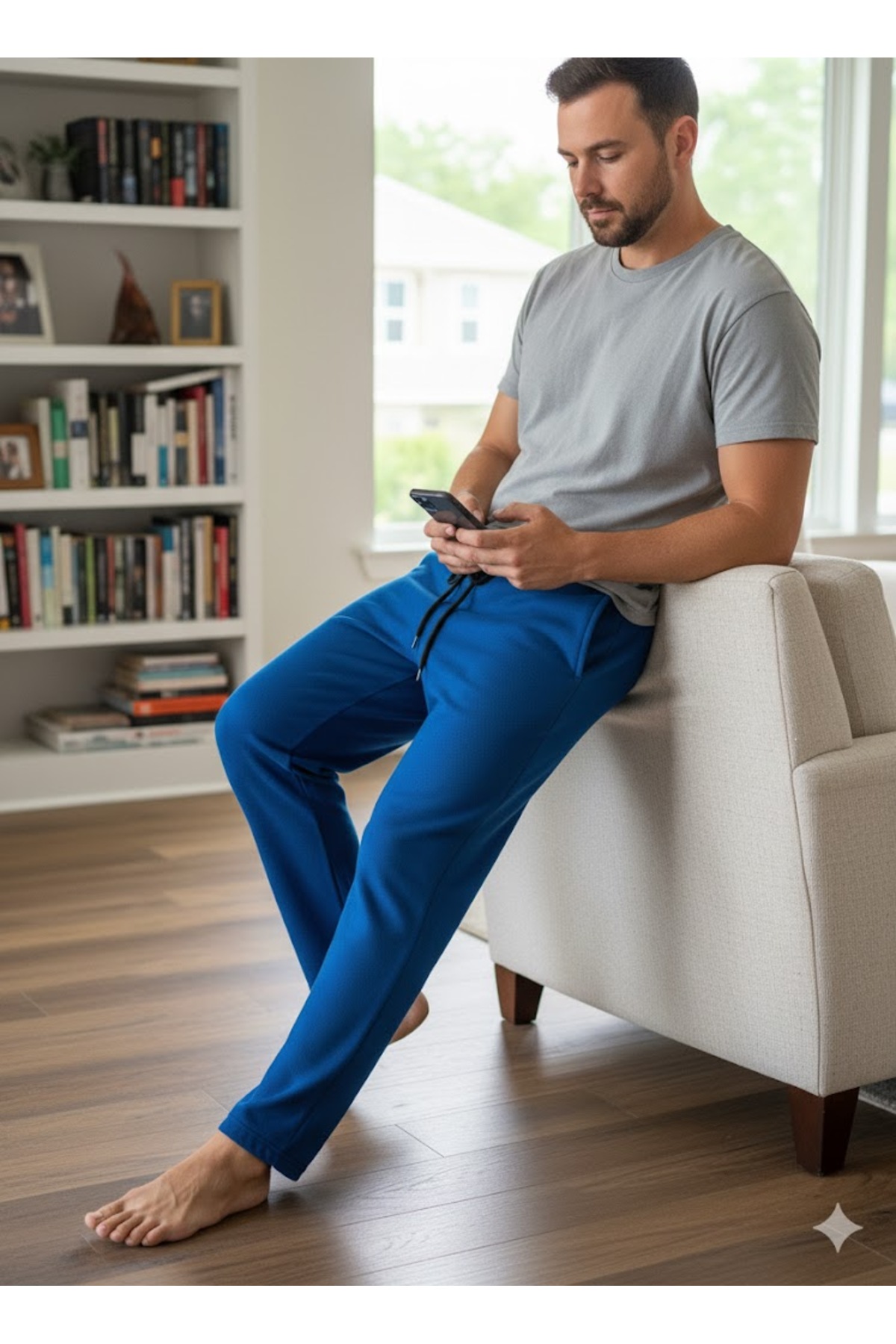 FAMESTEKSTİL  ERKEK MAVİ POLAR EŞOFMAN ALTI - Görsel 3