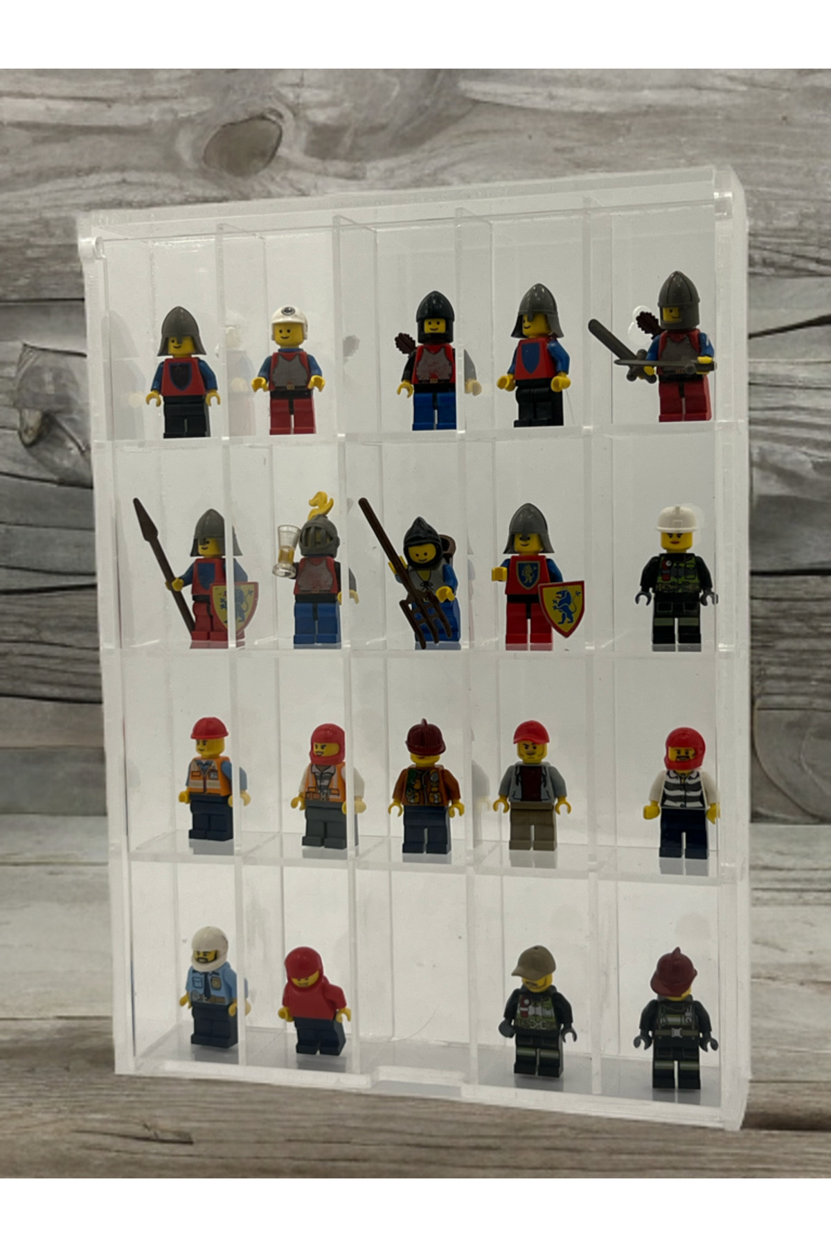 MAZERONREKLAM 20 Bölmeli Lego Minifigür Kapaklı Pleksi sergileme