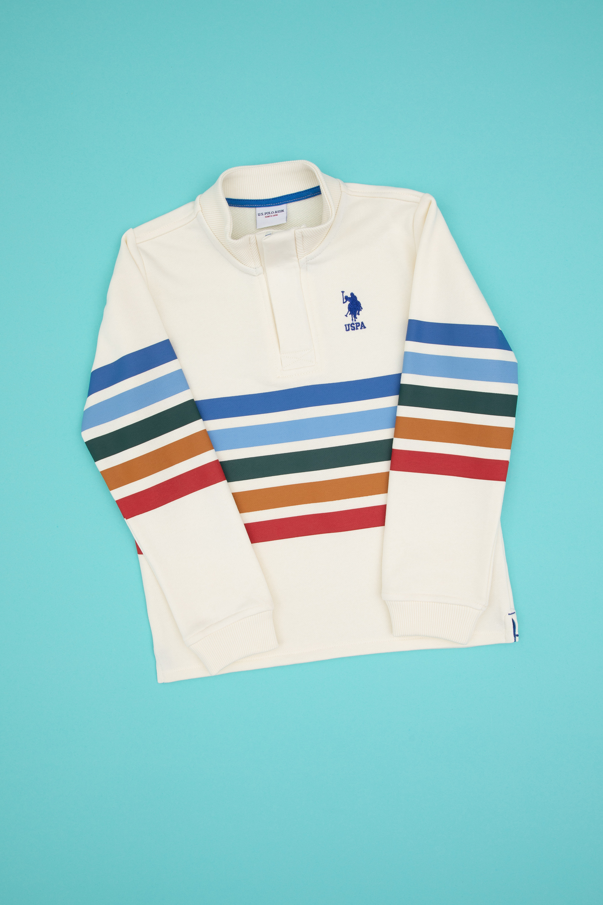سویشرت یقه ایستاده پسرانه کرم رنگ یو اس پولو کد :(50308536-VR256) U.S. Polo Assn.