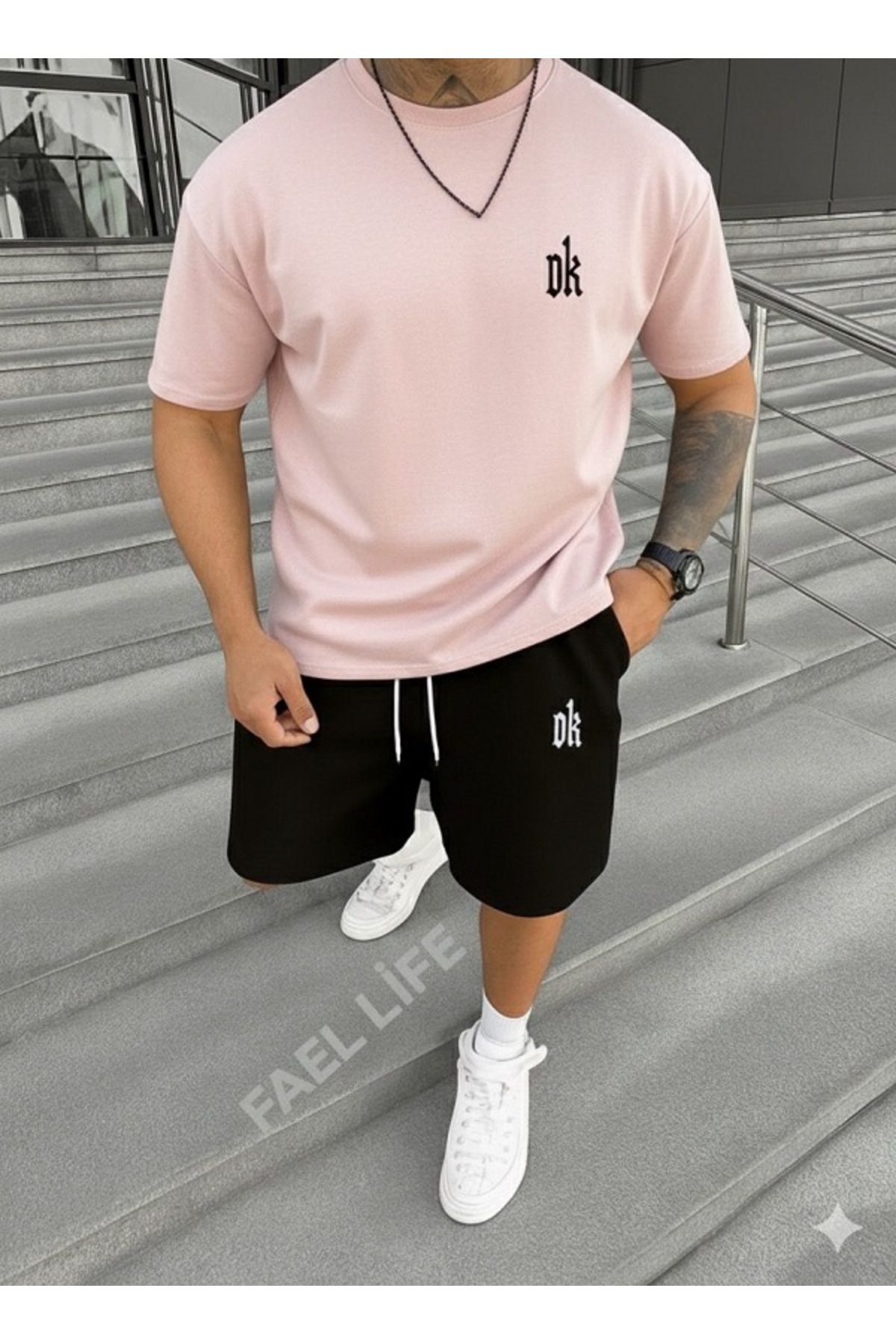 FAEL LİFE UNISEX ΣΕΤ ΜΠΛΟΥΖΑΚΙ ΚΑΙ ΣΟΡΤΣ ΜΕ ΣΤΑΜΠΑ DK ΦΑΡΔΙΑ ΓΡΑΜΜΗ