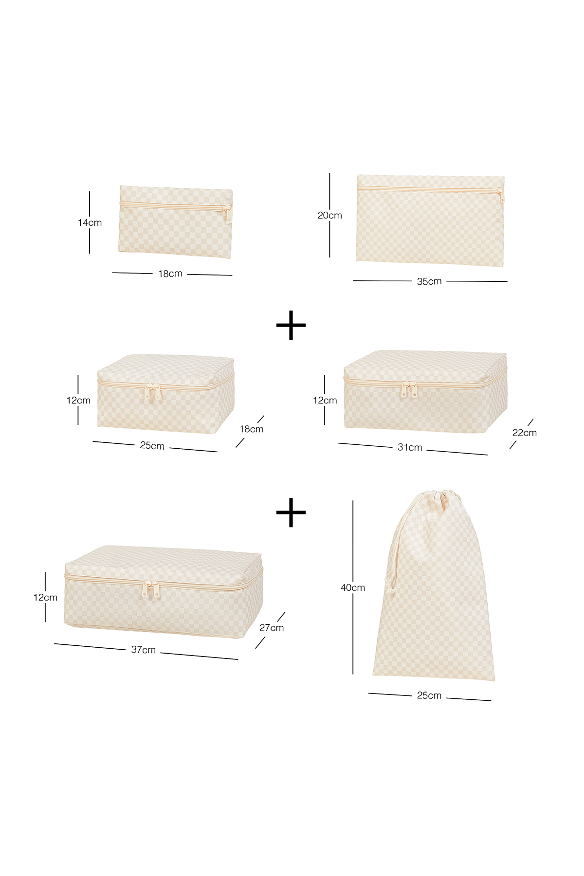 Ocean Home Textile 6'lı Bej Dama Desen Pamuklu Bebek Doğum Hastane Çıkışı Çanta Düzenleyici Çok Amaçlı Organizer fotoğrafı 7 (önizleme)