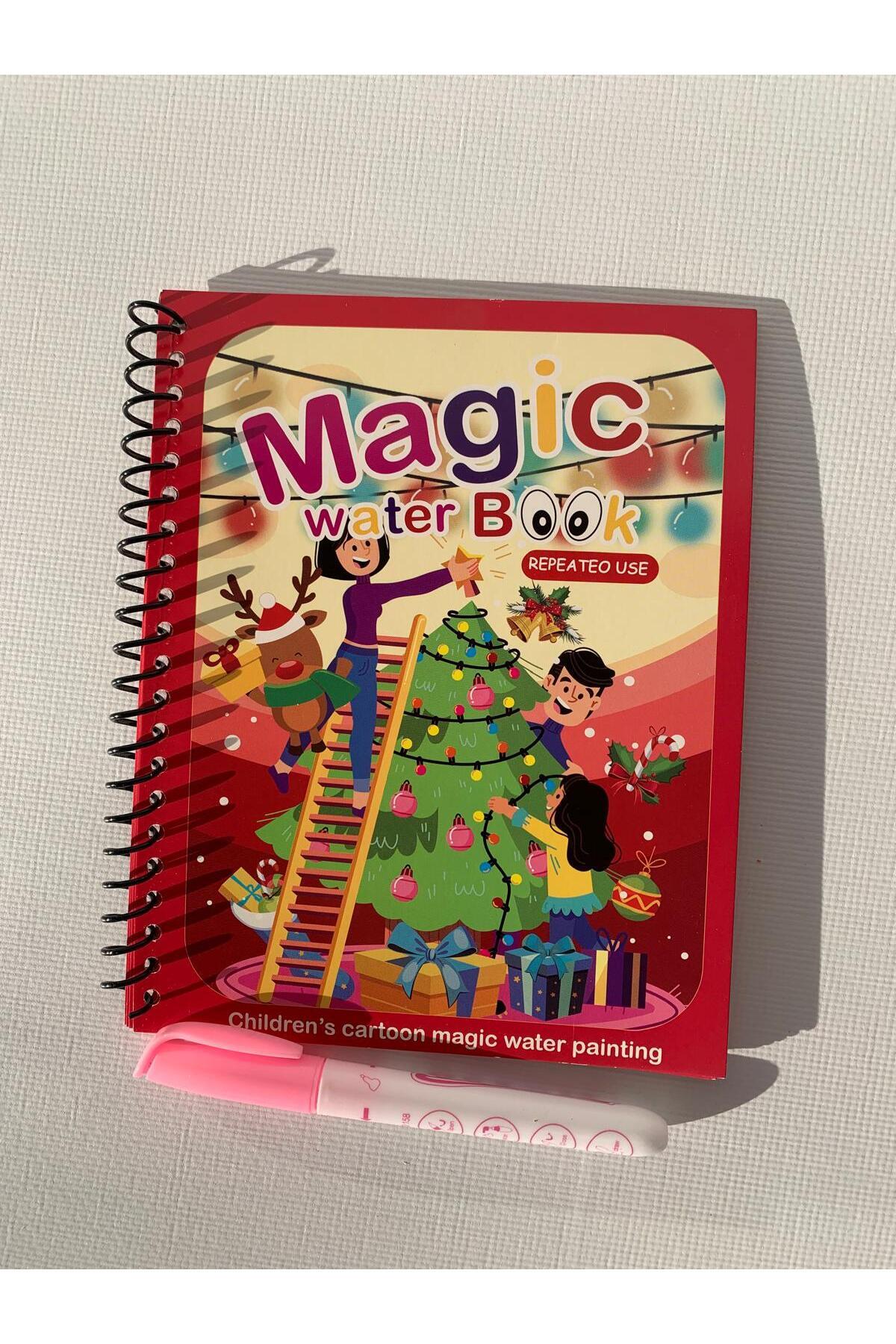 Fun4u YILBAŞI KUTLAMA Magic Book Eğitici İngilizce Sihirli Boyama Kitabı Su Kalemi Water Painting Kırmızı