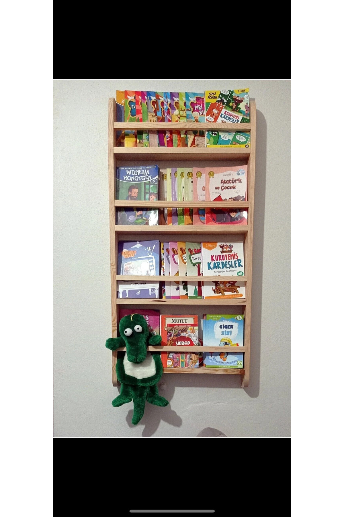 uznahşap Montessori çoçuk odası kitaplığı ham ahşap doğal verniksiz