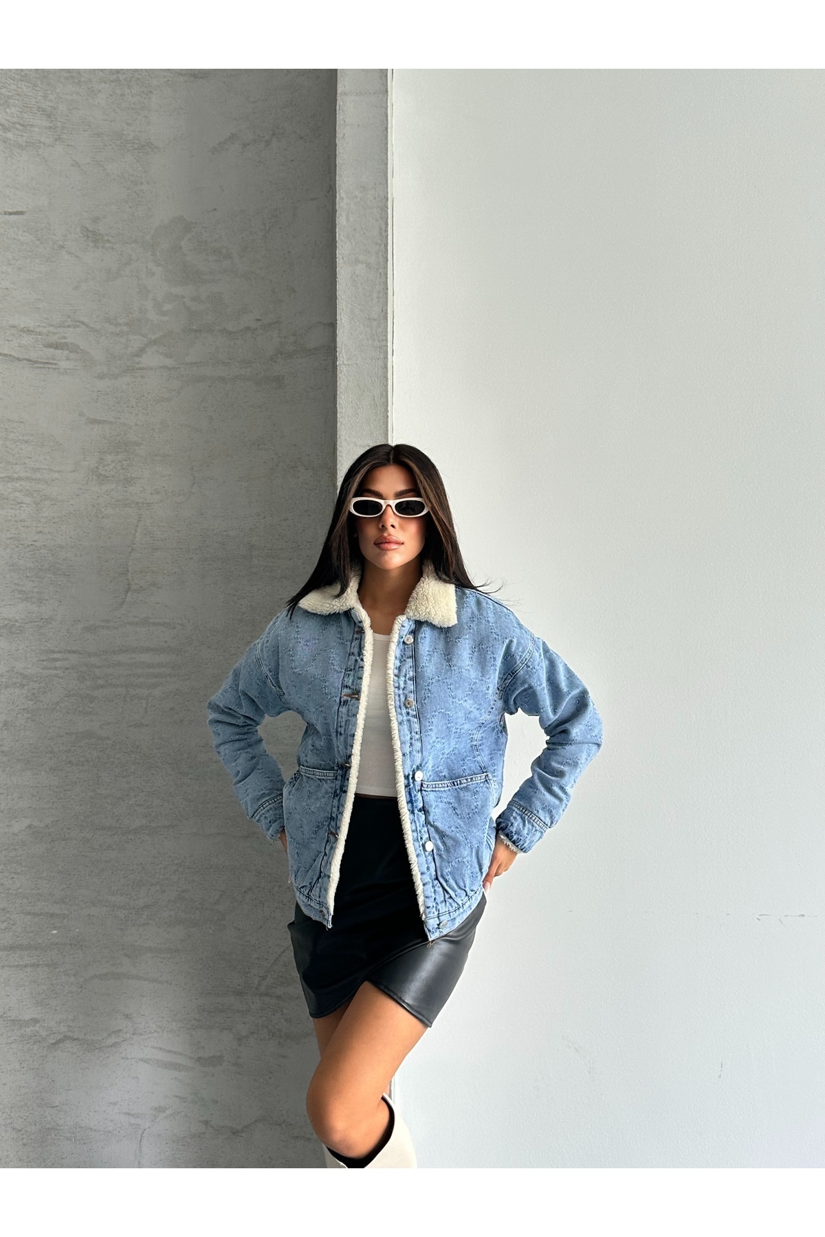 SOLİS MODA  KADIN İÇİ KÜRKLÜ DENİM ÇEKET - Görsel 8